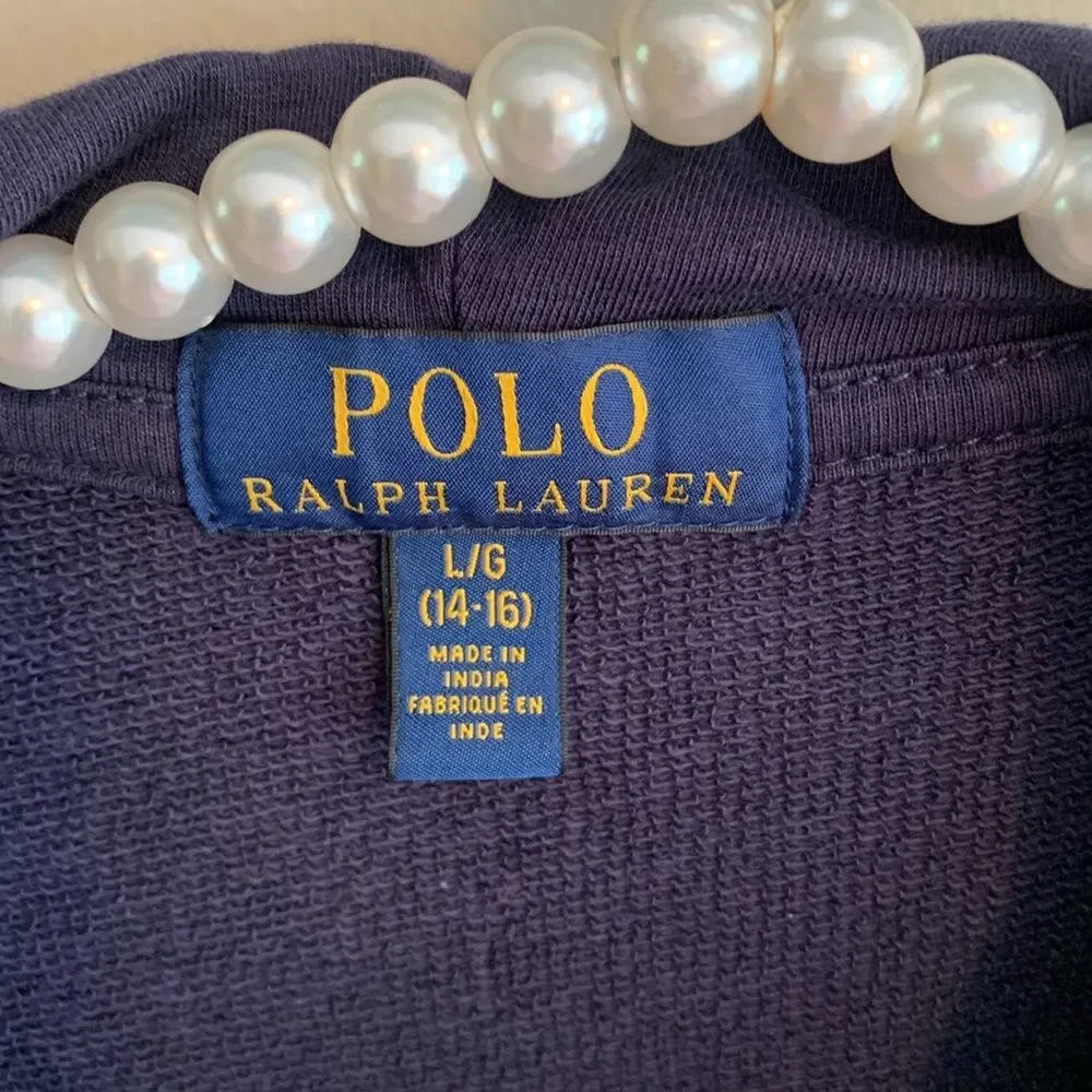 Polo Ralph Lauren Navy and Gray Zip-Up Hoodie boys size large